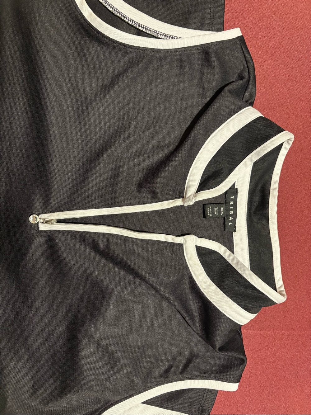 Tribal Black and White Zip-Front Sleeveless Tank